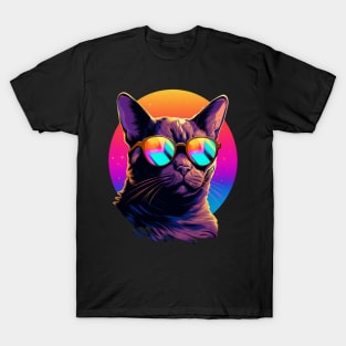Retro Wave Burmese Cat Shirt T-Shirt